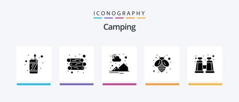 pack d'icônes de glyphe de camping 5 comprenant. longue-vue. Soleil. explorer. chéri. conception d'icônes créatives vecteur
