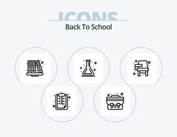pack d'icônes de ligne de retour à l'école 5 conception d'icônes. retour à l'école. idée. éducation. ampoule. l'école vecteur