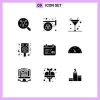 ensemble de 9 symboles d'icônes d'interface utilisateur modernes signes pour la célébration d'impression de la nuit du canada éléments de conception vectoriels modifiables d'été vecteur