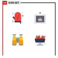 pack de 4 signes et symboles d'icônes plates modernes pour les supports d'impression Web tels que la recherche de cuisine partie de cuisine berry éléments de conception vectoriels modifiables vecteur