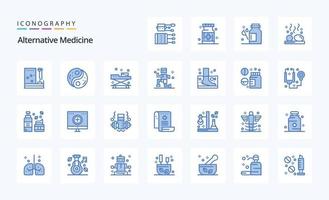 25 pack d'icônes bleues de médecine alternative vecteur
