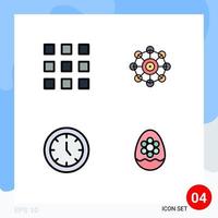 symboles d'icônes universelles groupe de 4 couleurs plates modernes de grille temps machine décoration d'horloge éléments de conception vectoriels modifiables vecteur