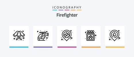 pack d'icônes pompier ligne 5, y compris urgence. pompiers. accès. pompier. lutte. conception d'icônes créatives vecteur