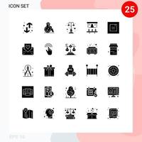 interface mobile ensemble de glyphes solides de 25 pictogrammes de parts de marché de personnes éléments de conception vectoriels modifiables du parc d'activités médicales vecteur