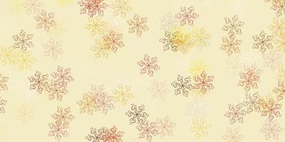 texture de doodle vecteur orange clair avec des fleurs.