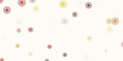 texture de doodle vecteur orange clair avec des fleurs.