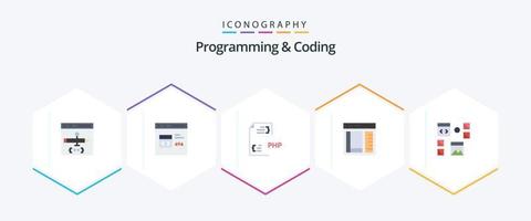 programmation et codage pack de 25 icônes plates, y compris le développement. motif. document. page. développer vecteur