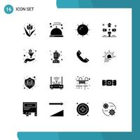 interface mobile glyphe solide ensemble de 16 pictogrammes de problème d'entonnoir nature homme signe éléments de conception vectoriels modifiables vecteur
