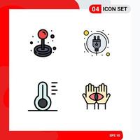 ensemble de 4 couleurs plates vectorielles remplies sur la grille pour le thermomètre à joystick jouer des éléments de conception vectoriels modifiables de complot de puissance vecteur