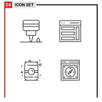 concept de 4 lignes pour les sites Web mobiles et applications moteur communication alimentaire barre latérale eau éléments de conception vectoriels modifiables vecteur