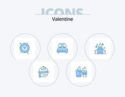 pack d'icônes bleu saint valentin 5 conception d'icônes. l'amour. mariage. l'amour. cœur. lit vecteur