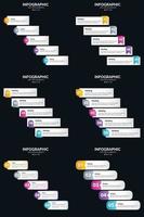 vecteur 6 infographie pack présentation modèle de diapositive 5 étapes cycle diagrammes et chronologies