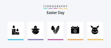 pack d'icônes de glyphe de pâques 5 comprenant un lapin. Pâques. content. Oeuf. lapin. conception d'icônes créatives vecteur