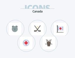 pack d'icônes plates canada 5 conception d'icônes. l'automne. Jeux olympiques. ours. glace. Jeu vecteur