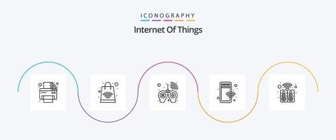 pack d'icônes ligne 5 de l'internet des objets, y compris la maison. boutique. manette. magasin. portable vecteur