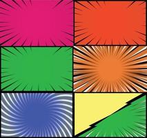 fond de cadres colorés de bande dessinée avec des rayons de demi-teintes effets radiaux et pointillés style pop art vecteur