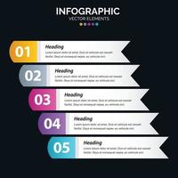 Le vecteur de conception d'infographie en 5 étapes et le marketing peuvent être utilisés pour la mise en page du flux de travail