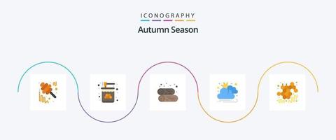 pack d'icônes plat 5 d'automne, y compris l'automne. nuage. pot. l'automne. cheminée vecteur