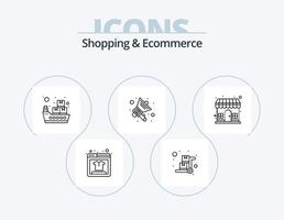 pack d'icônes de ligne de shopping et de commerce électronique 5 conception d'icônes. maison. achats. achats. Sécurité. achats vecteur