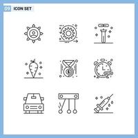 ensemble moderne de 9 contours et symboles tels que des flacons scientifiques de sprint de carotte végétale éléments de conception vectoriels modifiables vecteur