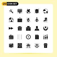 interface mobile ensemble de glyphes solides de 25 pictogrammes d'outils de construction de destination de localisation éléments de conception vectoriels modifiables du serveur de livraison vecteur