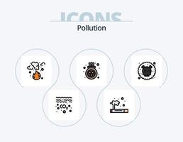 ligne de pollution remplie d'icônes pack 5 conception d'icônes. désactiver. gaz co. laissez tomber. recherche. radioactif vecteur