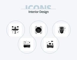 pack d'icônes de glyphe de design d'intérieur 5 conception d'icônes. fleur. décorer. pupitre. Regardez. l'horloge vecteur
