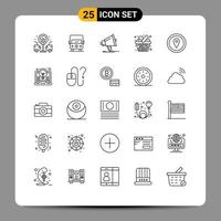 symboles d'icônes universels groupe de 25 lignes modernes d'éléments de conception vectoriels modifiables de panier d'achat numérique de cuisine gps vecteur