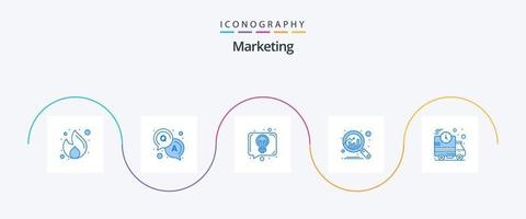 pack d'icônes marketing bleu 5, y compris rapide. vite. conversation. découvrir. analytique vecteur