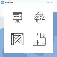 interface utilisateur pack de 4 couleurs plates de base remplies d'emballage de classe éducation mardi appartement éléments de conception vectoriels modifiables vecteur