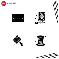 ensemble de 4 symboles d'icônes d'interface utilisateur modernes signes pour la construction d'armoires appareils ménagers peinture web éléments de conception vectoriels modifiables vecteur