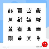 ensemble de 16 symboles d'icônes d'interface utilisateur modernes signes pour l'électricité du tube éléments de conception vectoriels modifiables de cuisine électrique exceptionnelle vecteur