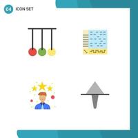 pack de 4 signes et symboles d'icônes plates modernes pour les supports d'impression Web tels que la compétition meilleure note audio sportive éléments de conception vectoriels modifiables vecteur