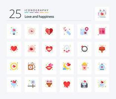 amour pack d'icônes de 25 couleurs plates, y compris l'amour. mariage. guérir. tube. laboratoire vecteur