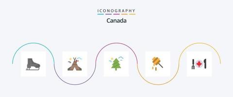 pack d'icônes canada plat 5, y compris le canada. dîner. forêt. chéri. abeille vecteur