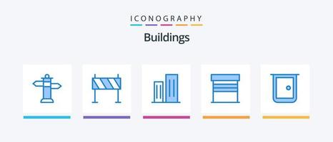 bâtiments pack d'icônes bleu 5, y compris les bâtiments. garage. architecture. bâtiments. grattes ciels. conception d'icônes créatives vecteur