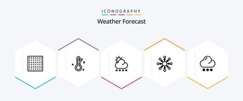 pack d'icônes météo 25 lignes comprenant. neige. Soleil. les prévisions. flocon de neige vecteur