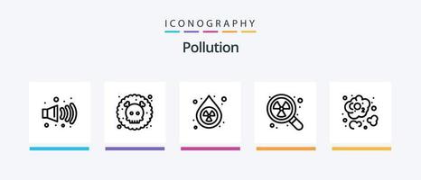 pack d'icônes ligne de pollution 5 comprenant. tronc. déchets. la pollution. environnement. conception d'icônes créatives vecteur