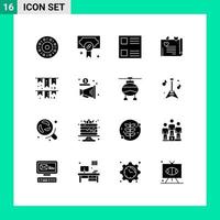 ensemble de 16 symboles d'icônes d'interface utilisateur modernes signes pour la mise en page de décoration de fête célébrer la proposition de couple éléments de conception vectoriels modifiables vecteur