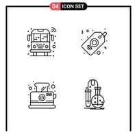 ensemble de 4 symboles d'icônes d'interface utilisateur modernes signes pour le bus toast transport tag petit déjeuner éléments de conception vectoriels modifiables vecteur