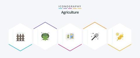 pack d'icônes plates agriculture 25, y compris les céréales. agriculture. livre. agriculture. jardin vecteur