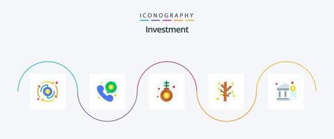 pack d'icônes d'investissement à plat 5, y compris l'investissement. banque. fonds. profit. gains vecteur