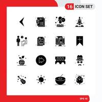 16 pack de glyphes solides d'interface utilisateur de signes et symboles modernes d'éléments de conception vectoriels modifiables de fusée de transport de bureau de travail usa vecteur