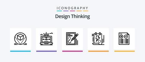 pack d'icônes design thinking line 5, y compris le document. vaisseau spatial. dessin. entrepreneur. Entreprise. conception d'icônes créatives vecteur