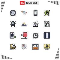 pack de 16 signes et symboles de lignes remplies de couleurs plates modernes pour les supports d'impression Web tels que la célébration halloween zoom eye huawei éléments de conception vectoriels créatifs modifiables vecteur