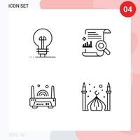 ligne d'interface mobile ensemble de 4 pictogrammes d'éléments de conception vectorielle modifiables de routeur de fichier de produit de périphérique d'entreprise vecteur