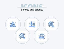 pack d'icônes bleu biologie 5 conception d'icônes. la science. molécule. Danger biologique. moléculaire. test à base de plantes vecteur