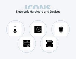 dispositifs glyphe icône pack 5 conception d'icônes. électrique. connecteur. musique. charge. compact vecteur