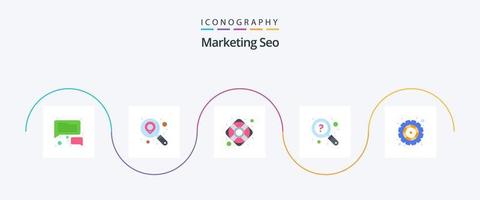 pack d'icônes marketing seo flat 5, y compris l'équipement. options. Support. roue dentée. recherche vecteur