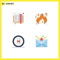 4 icônes créatives signes et symboles modernes de livre en ligne éducation flamme e-mail éléments de conception vectoriels modifiables vecteur